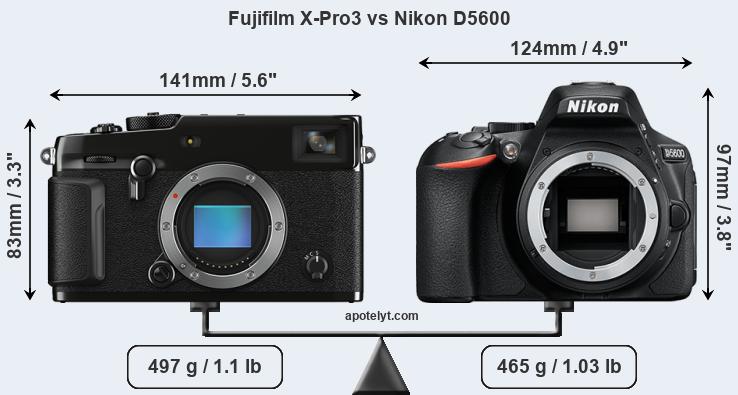Size Fujifilm X-Pro3 vs Nikon D5600
