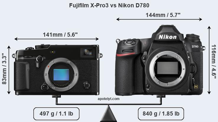 Size Fujifilm X-Pro3 vs Nikon D780