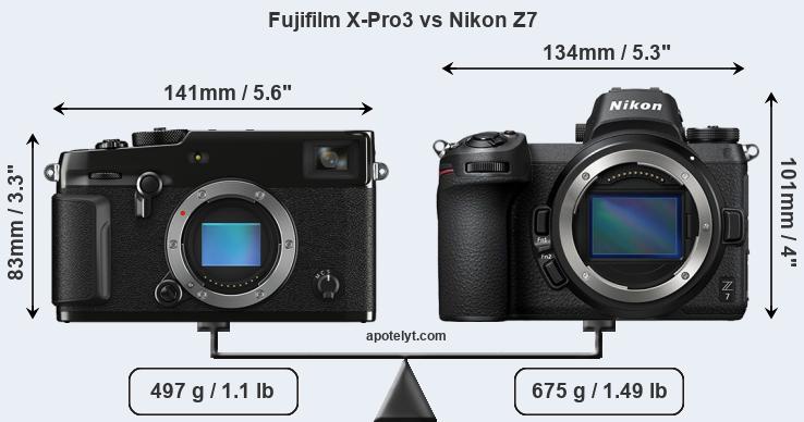 Size Fujifilm X-Pro3 vs Nikon Z7