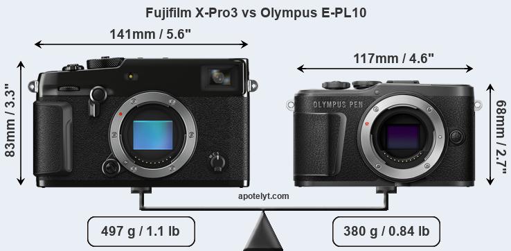 Size Fujifilm X-Pro3 vs Olympus E-PL10