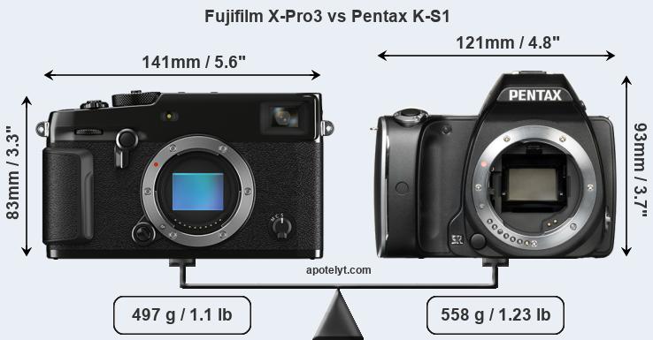 Size Fujifilm X-Pro3 vs Pentax K-S1