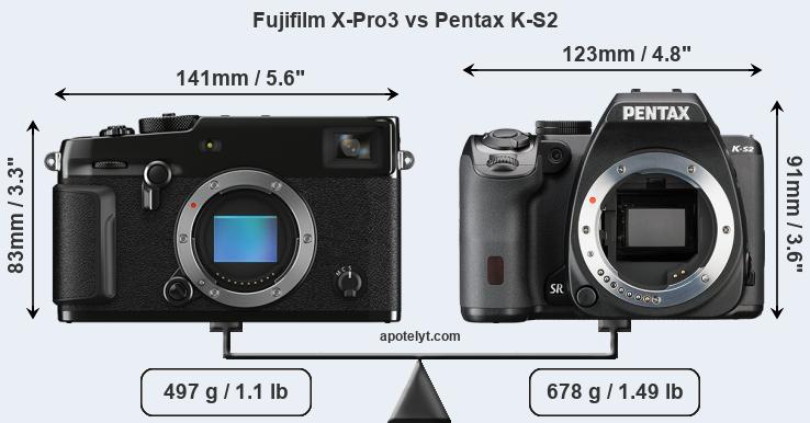 Size Fujifilm X-Pro3 vs Pentax K-S2