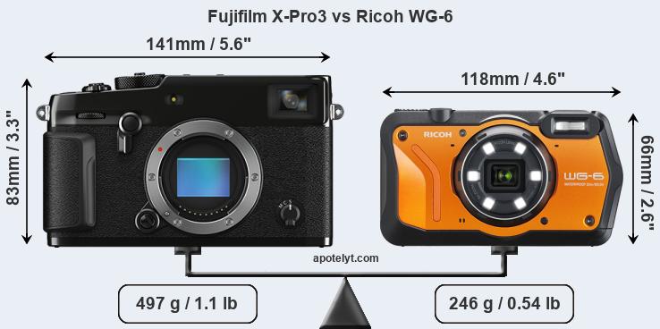 Size Fujifilm X-Pro3 vs Ricoh WG-6