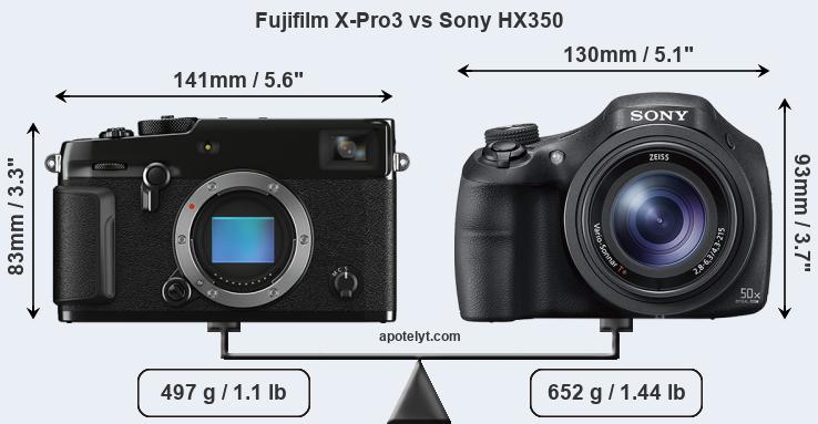 Size Fujifilm X-Pro3 vs Sony HX350