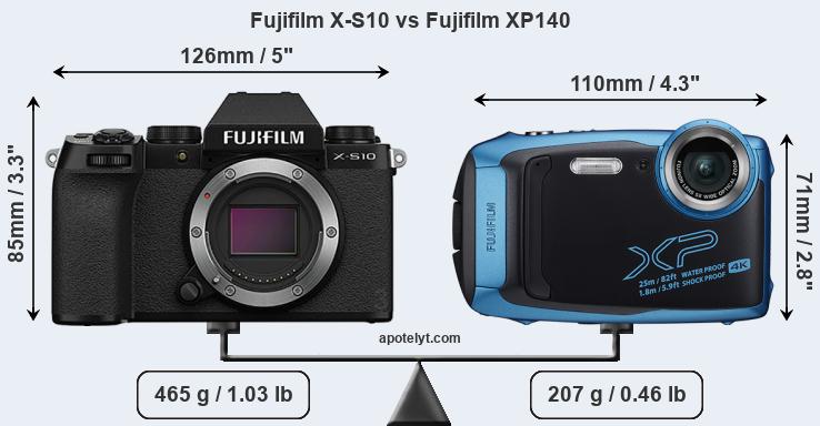 Size Fujifilm X-S10 vs Fujifilm XP140