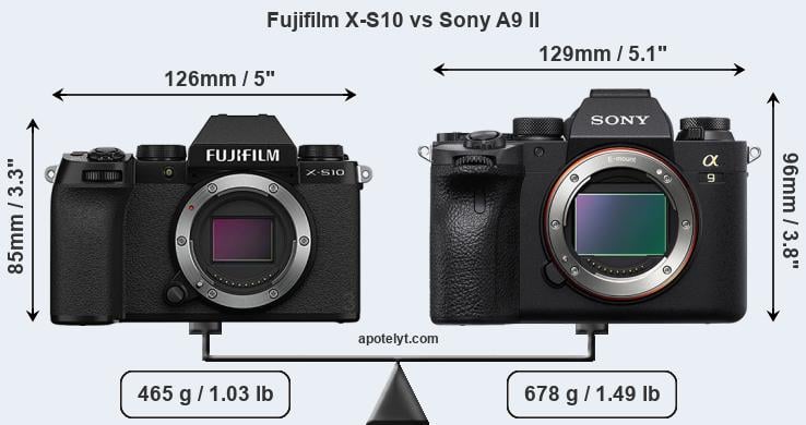 Size Fujifilm X-S10 vs Sony A9 II