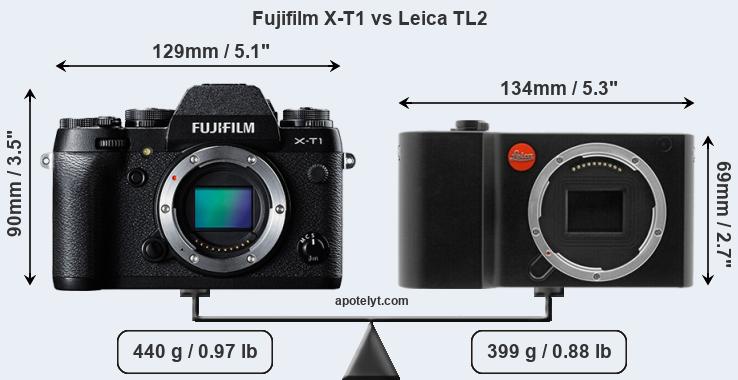 Size Fujifilm X-T1 vs Leica TL2