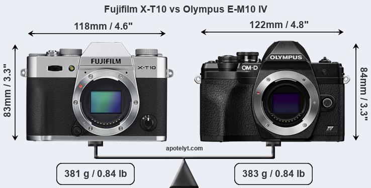 Size Fujifilm X-T10 vs Olympus E-M10 IV