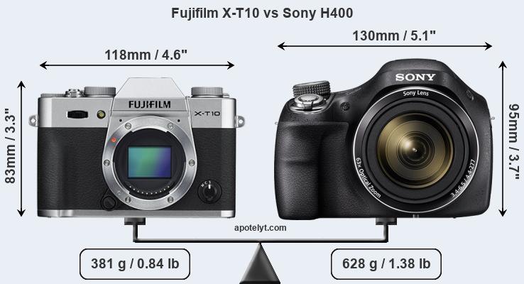 Size Fujifilm X-T10 vs Sony H400