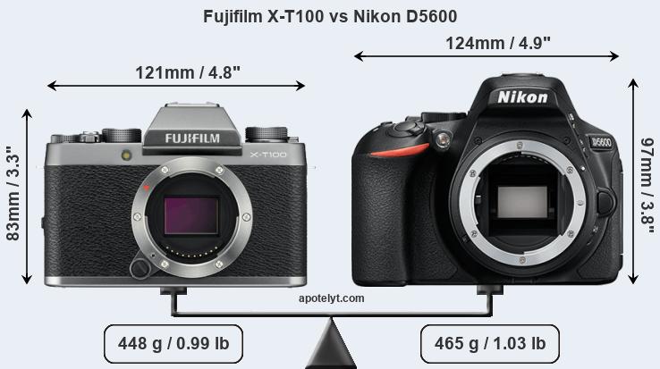 Size Fujifilm X-T100 vs Nikon D5600