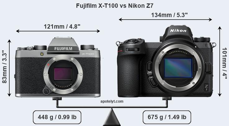 Size Fujifilm X-T100 vs Nikon Z7