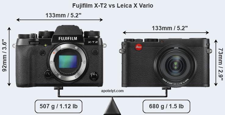Size Fujifilm X-T2 vs Leica X Vario