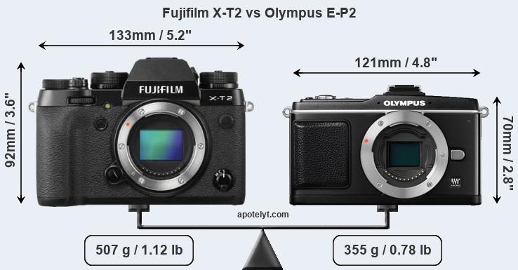 Size Fujifilm X-T2 vs Olympus E-P2