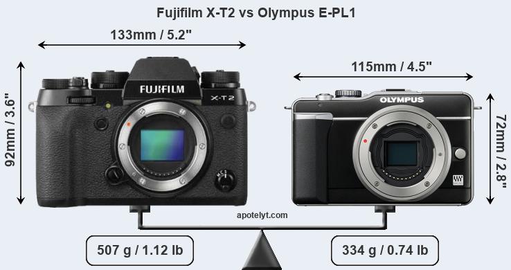 Size Fujifilm X-T2 vs Olympus E-PL1