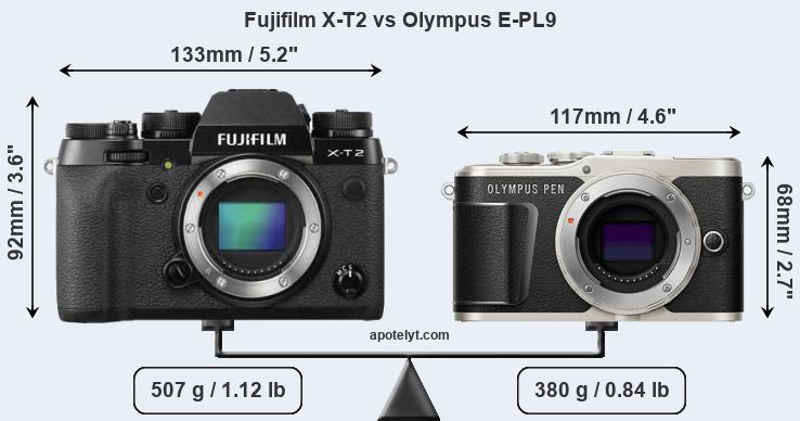 Size Fujifilm X-T2 vs Olympus E-PL9