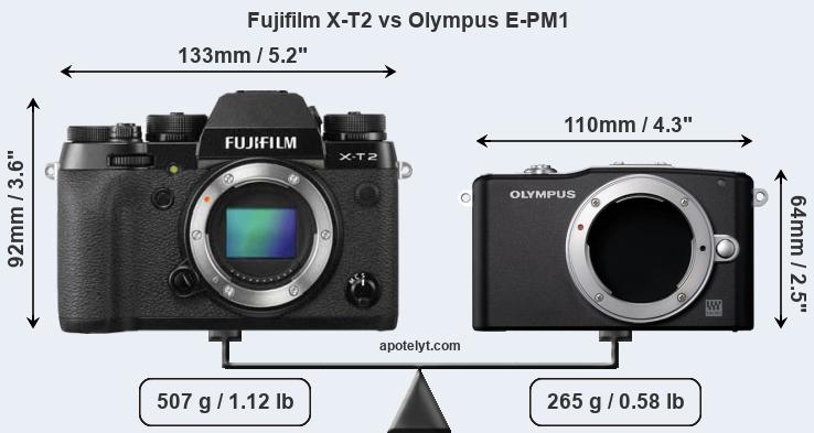 Size Fujifilm X-T2 vs Olympus E-PM1