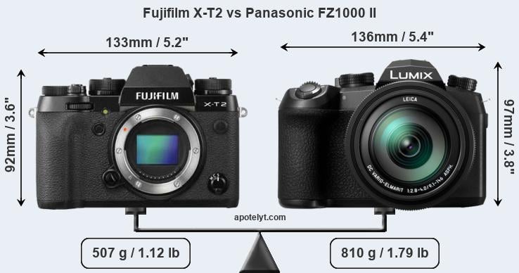 Size Fujifilm X-T2 vs Panasonic FZ1000 II