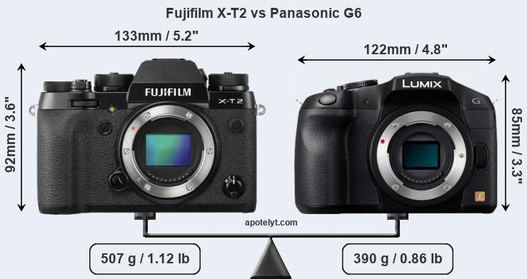 Size Fujifilm X-T2 vs Panasonic G6