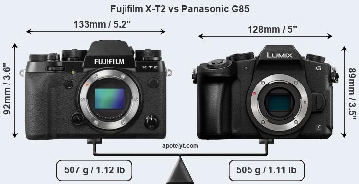 Size Fujifilm X-T2 vs Panasonic G85