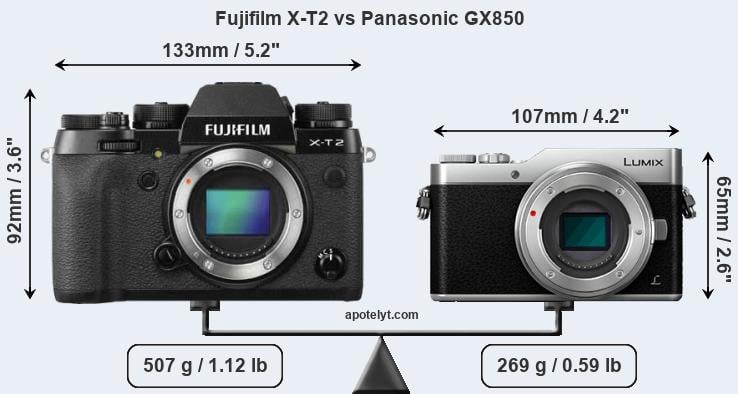 Size Fujifilm X-T2 vs Panasonic GX850