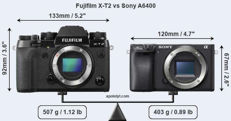 Size Fujifilm X-T2 vs Sony A6400