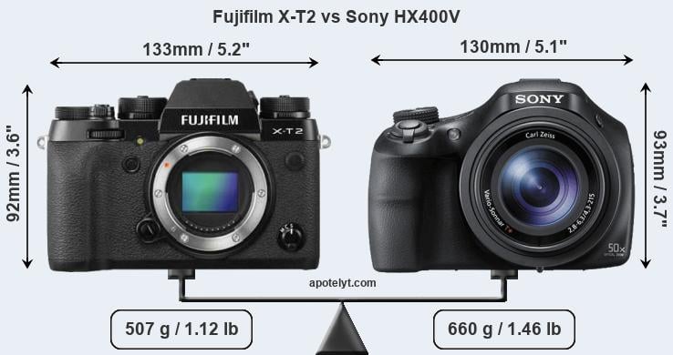 Size Fujifilm X-T2 vs Sony HX400V