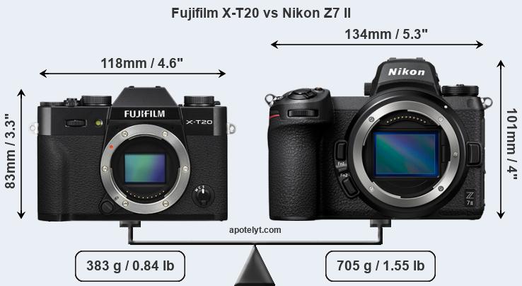 Size Fujifilm X-T20 vs Nikon Z7 II