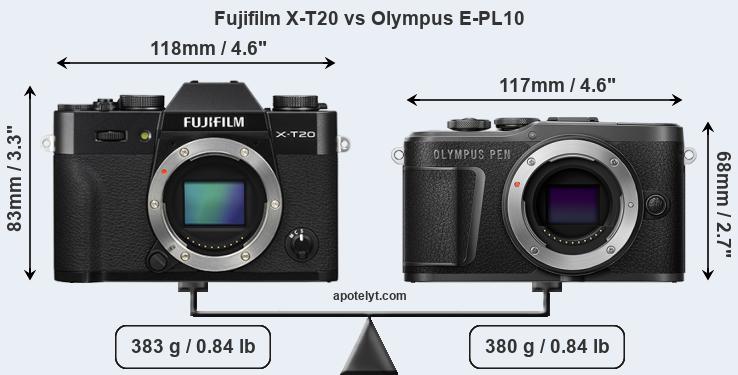 Size Fujifilm X-T20 vs Olympus E-PL10
