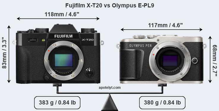 Size Fujifilm X-T20 vs Olympus E-PL9
