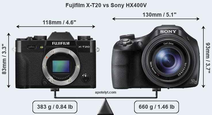 Size Fujifilm X-T20 vs Sony HX400V