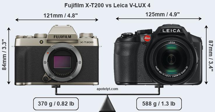 Size Fujifilm X-T200 vs Leica V-LUX 4