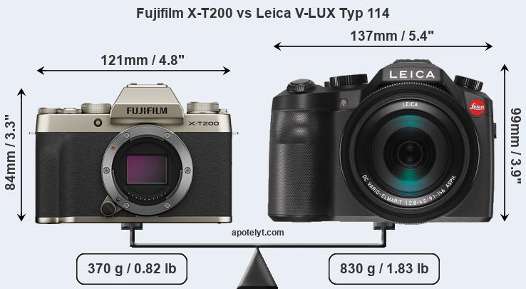 Size Fujifilm X-T200 vs Leica V-LUX Typ 114