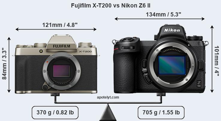 Size Fujifilm X-T200 vs Nikon Z6 II