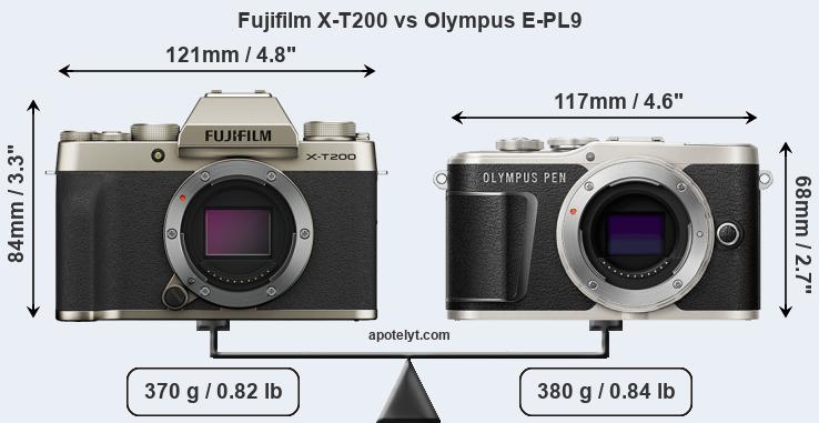 Size Fujifilm X-T200 vs Olympus E-PL9