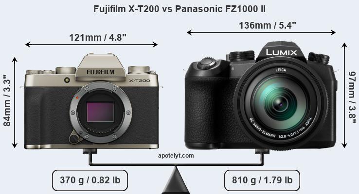 Size Fujifilm X-T200 vs Panasonic FZ1000 II