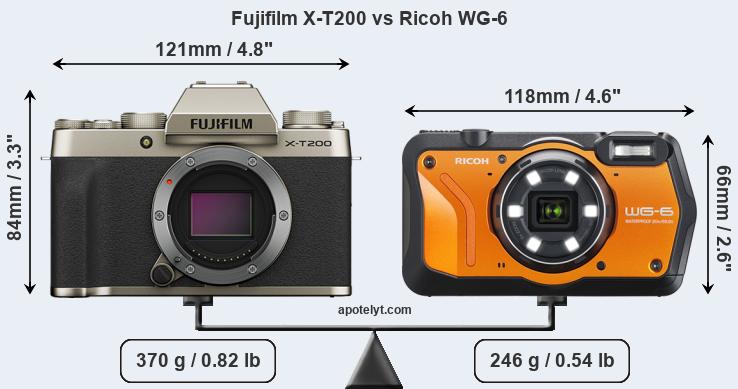 Size Fujifilm X-T200 vs Ricoh WG-6