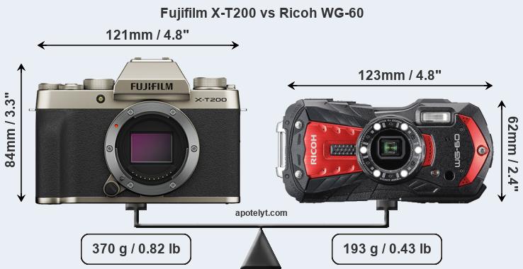 Size Fujifilm X-T200 vs Ricoh WG-60