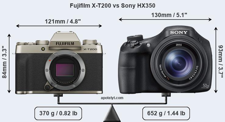 Size Fujifilm X-T200 vs Sony HX350