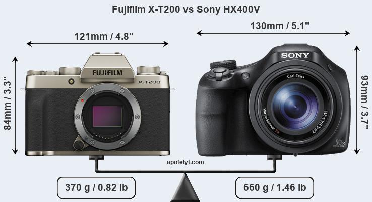 Size Fujifilm X-T200 vs Sony HX400V