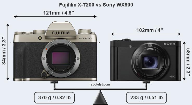 Size Fujifilm X-T200 vs Sony WX800