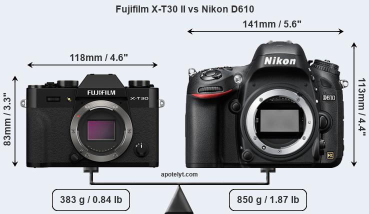 Size Fujifilm X-T30 II vs Nikon D610