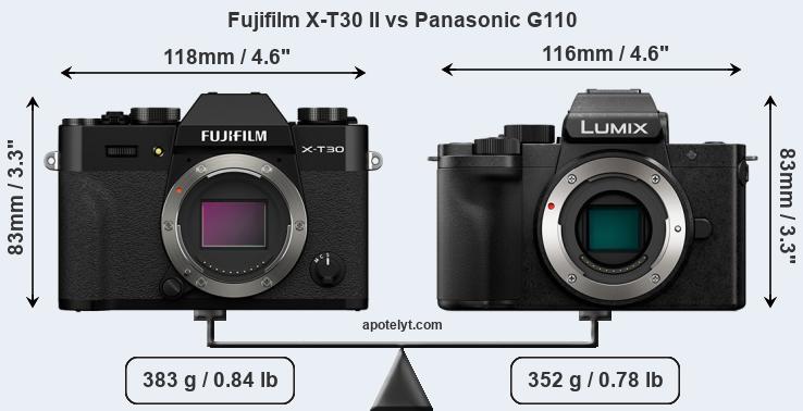 Size Fujifilm X-T30 II vs Panasonic G110