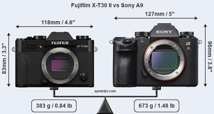 Size Fujifilm X-T30 II vs Sony A9