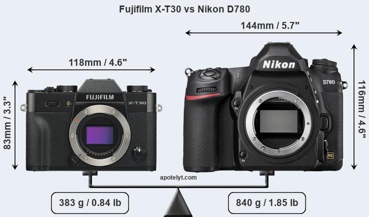 Size Fujifilm X-T30 vs Nikon D780