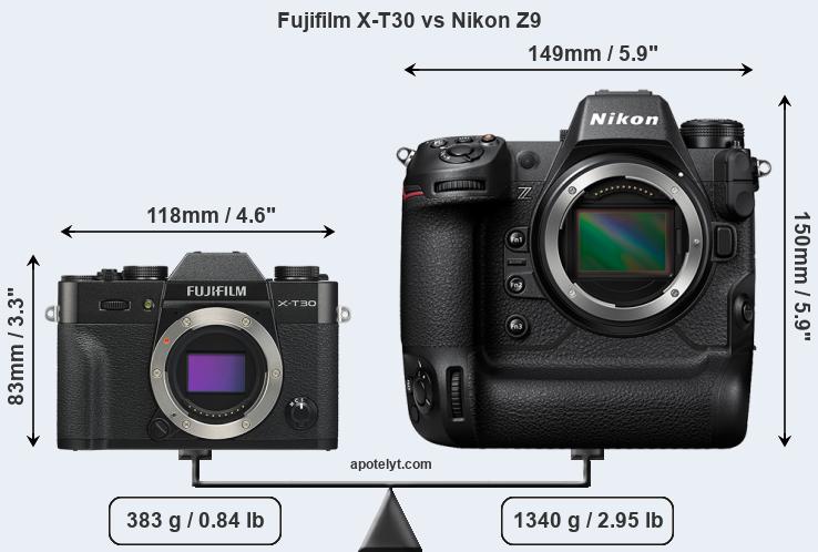 Size Fujifilm X-T30 vs Nikon Z9