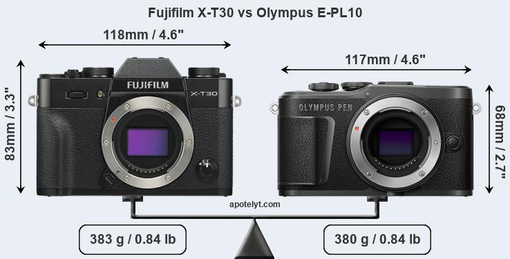 Size Fujifilm X-T30 vs Olympus E-PL10