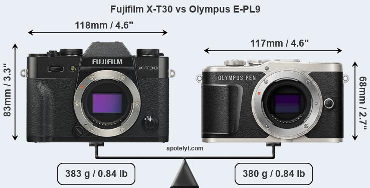 Size Fujifilm X-T30 vs Olympus E-PL9