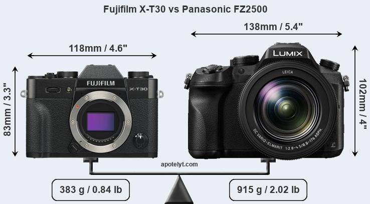 Size Fujifilm X-T30 vs Panasonic FZ2500