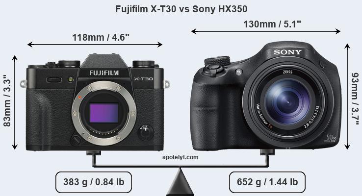 Size Fujifilm X-T30 vs Sony HX350