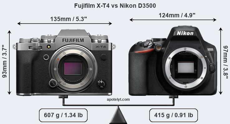 Size Fujifilm X-T4 vs Nikon D3500